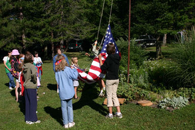 Raising the flag