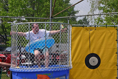 Councilman Stelick in the dunk tank