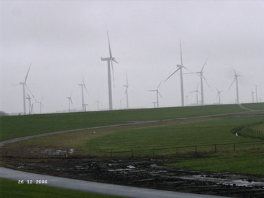 Mostly larger windmills near the North Sea.
