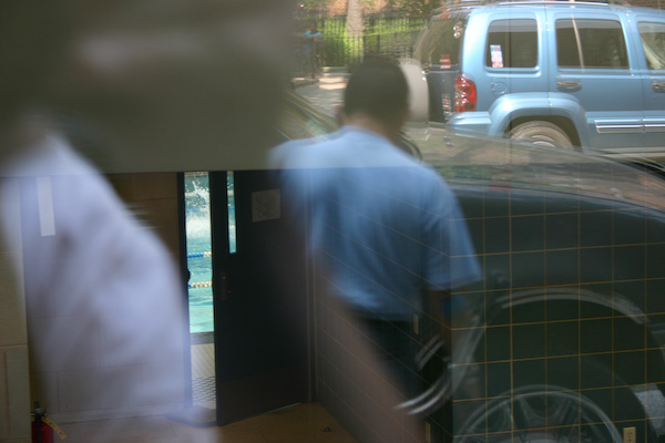 Pool visible through reflection