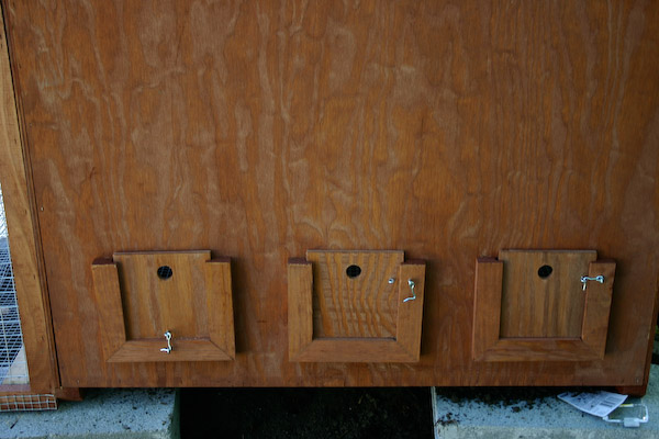 Securing the egg doors.