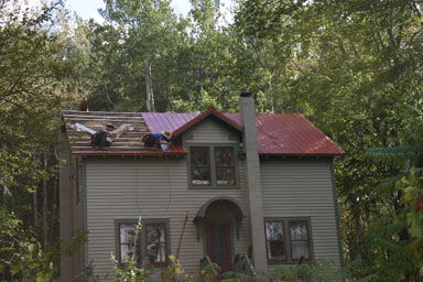 Installing the new roof.