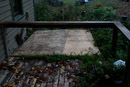 Plywood over the garden.