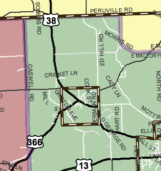 Current district boundaries near Freeville.