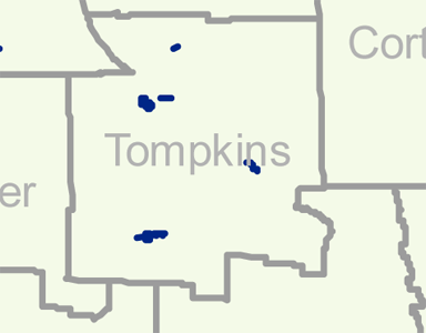 Faults in Tompkins County.