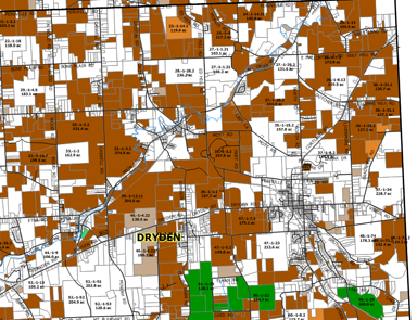 Gas leases around the Villages of Dryden and Freeville.