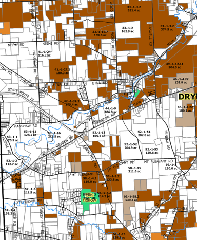 Gas leases along Routes 13 and 366.