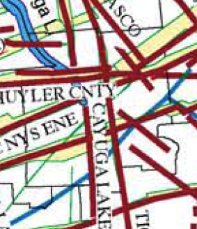 Faults in Tompkins County.