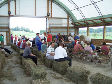 Crowd gathers at Jerry Dell Farm.