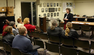 Assemblywoman Barbara Lifton talks at Dryden Town Hall