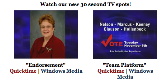 TV ads on Republican site