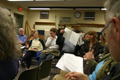 Residents examine and discuss Ellis Hollow water proposals