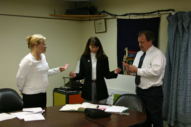 Town Clerk Hollenbeck swears in Mary Ann Sumner and Steve Stelick