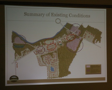 Existing conditions, with potential (re)development areas marked
