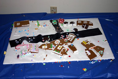 Ransacked gingerbread village