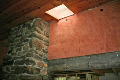 Chimney, wall, and beam at Earthwalk Farm